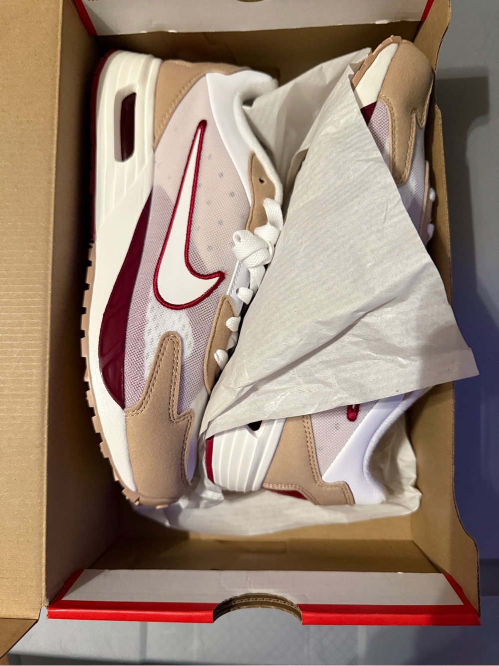 Nike Air Max Solo Shoes in White and Noble Red